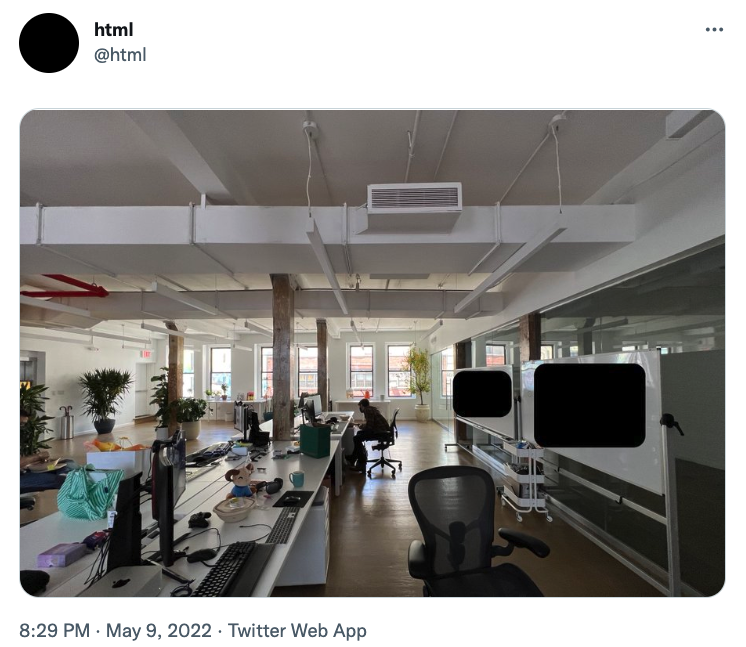 A supposed glimpse into the Sup, Inc. office, as tweeted by @html on May 9, 2022.