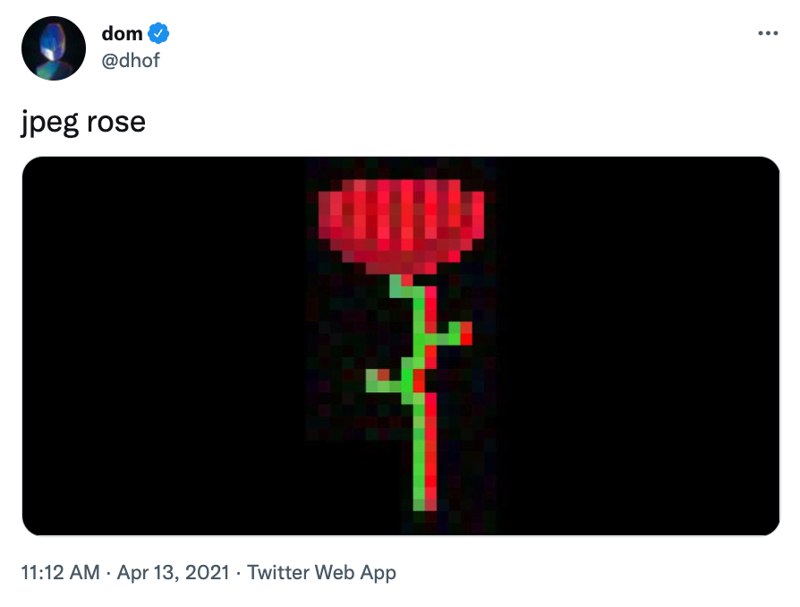 First glimpse of what would become a web3 icon, Hofmann's Rose tweeted out on April 13, 2021.