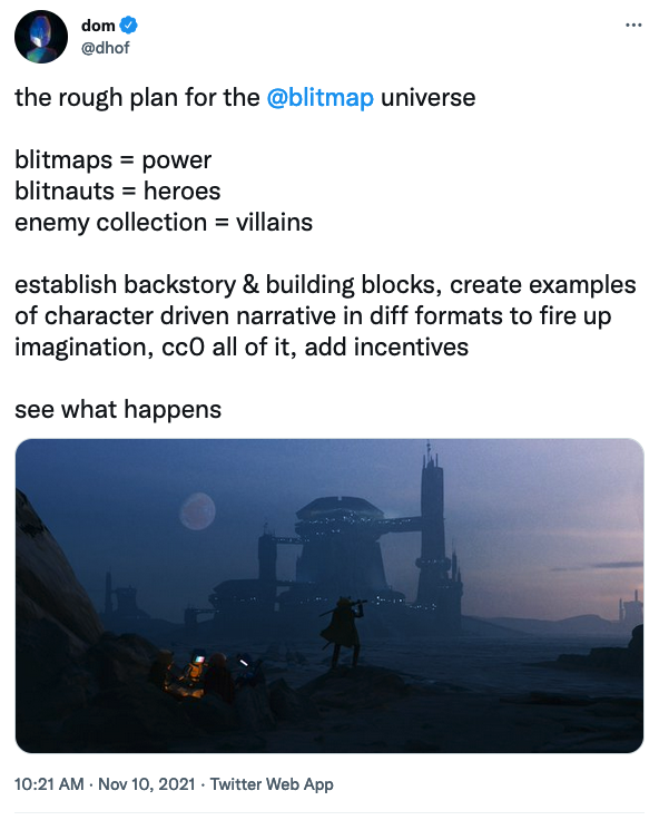 Dom’s tweet looking into the future of Blitmap.