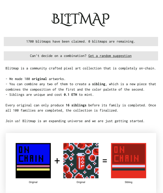 The original Blitmap minting site, now housed at http://blitmap.com/archive
